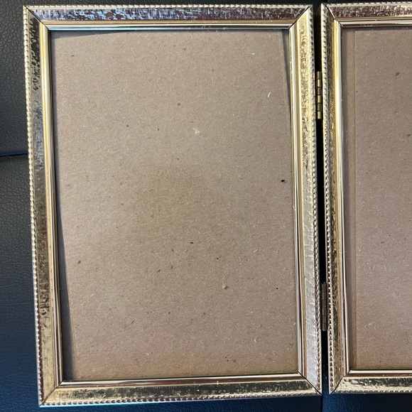 Vintage Triple Picture Frame Gold Folding - Picture 3 of 6